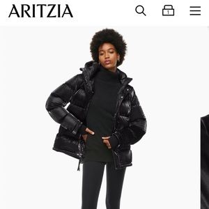 ARITZIA SUPER PUFF, SIZE S, HIGH GLOSS BLACK
